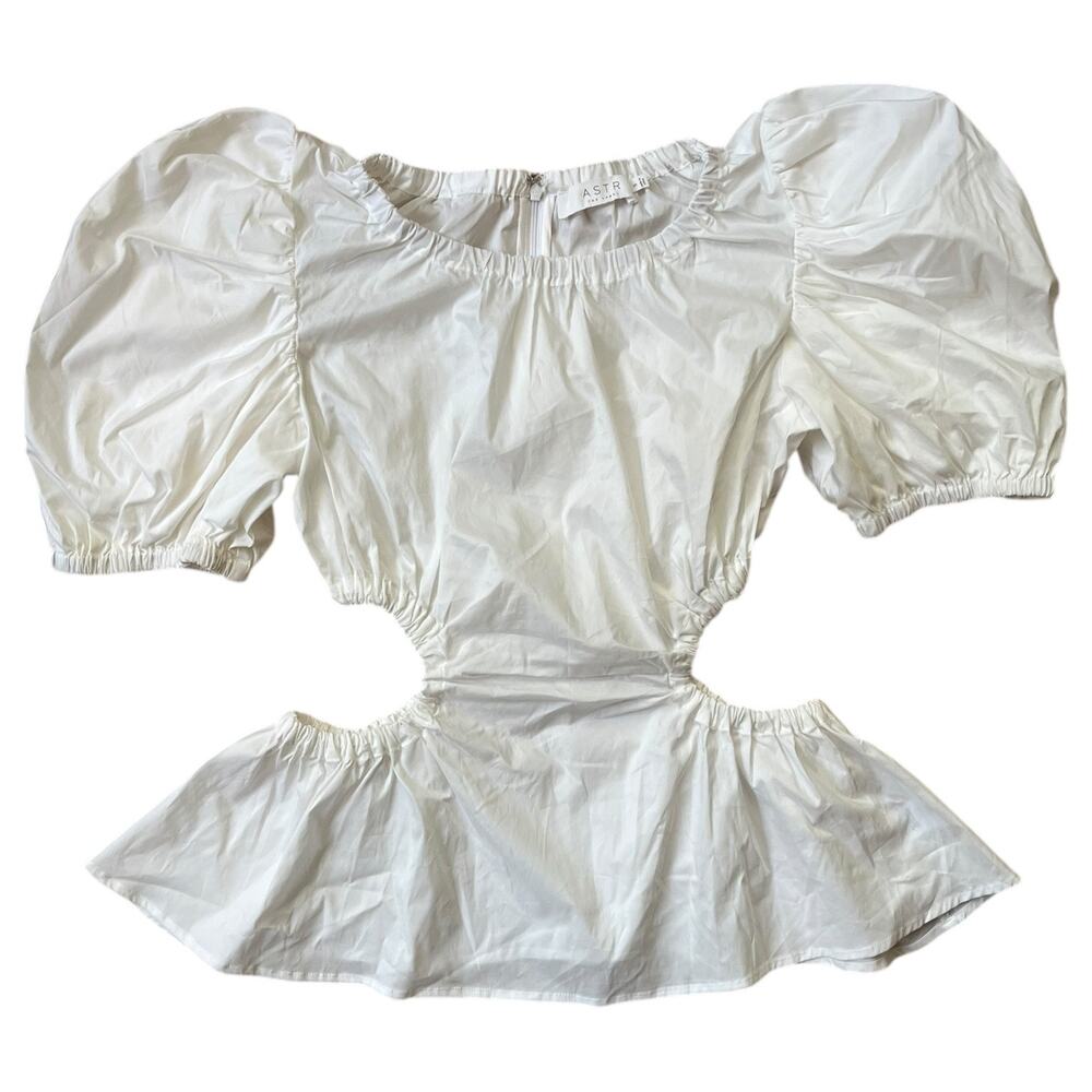 NEW Astr The Label White Juno Cutout Peplum Top Anthropologie Women's Small